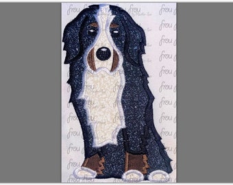 Bernese Mountain Dog Digital Embroidery Design Machine Applique and filled 2"-16"