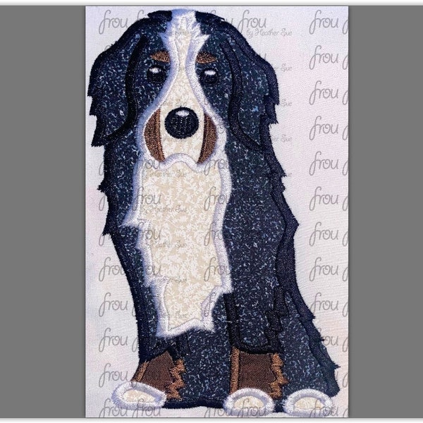 Bernese Mountain Dog Digital Embroidery Design Machine Applique and filled 2"-16"