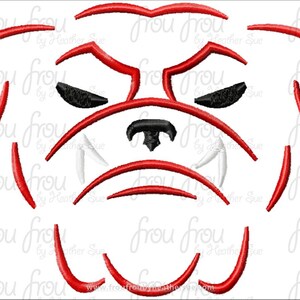 Bulldogs Mascot Sketch TWO Versions, with and without wording Digital Embroidery Design Machine 216 image 2