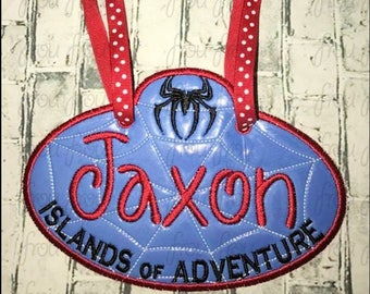 Digital Embroidery Design Machine Applique Stroller Name Tag Spider Superhero Island Adventure IN THE HOOP Project 4"-16"