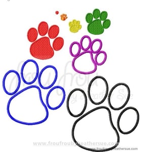 Dog Cat Lion Wildcat Bear Paw Prints Digital Embroidery Filled and Applique Machine Design Multiple sizes 1/4&quot;-6&quot;