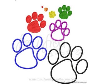 Dog Cat Lion Wildcat Bear Paw Prints Digital Embroidery Filled and Applique Machine Design Multiple sizes 1/4"-6"