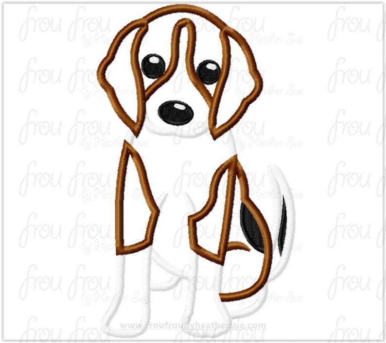 Beagle Dog Digital Embroidery Design Machine Filled and Applique 216 image 1