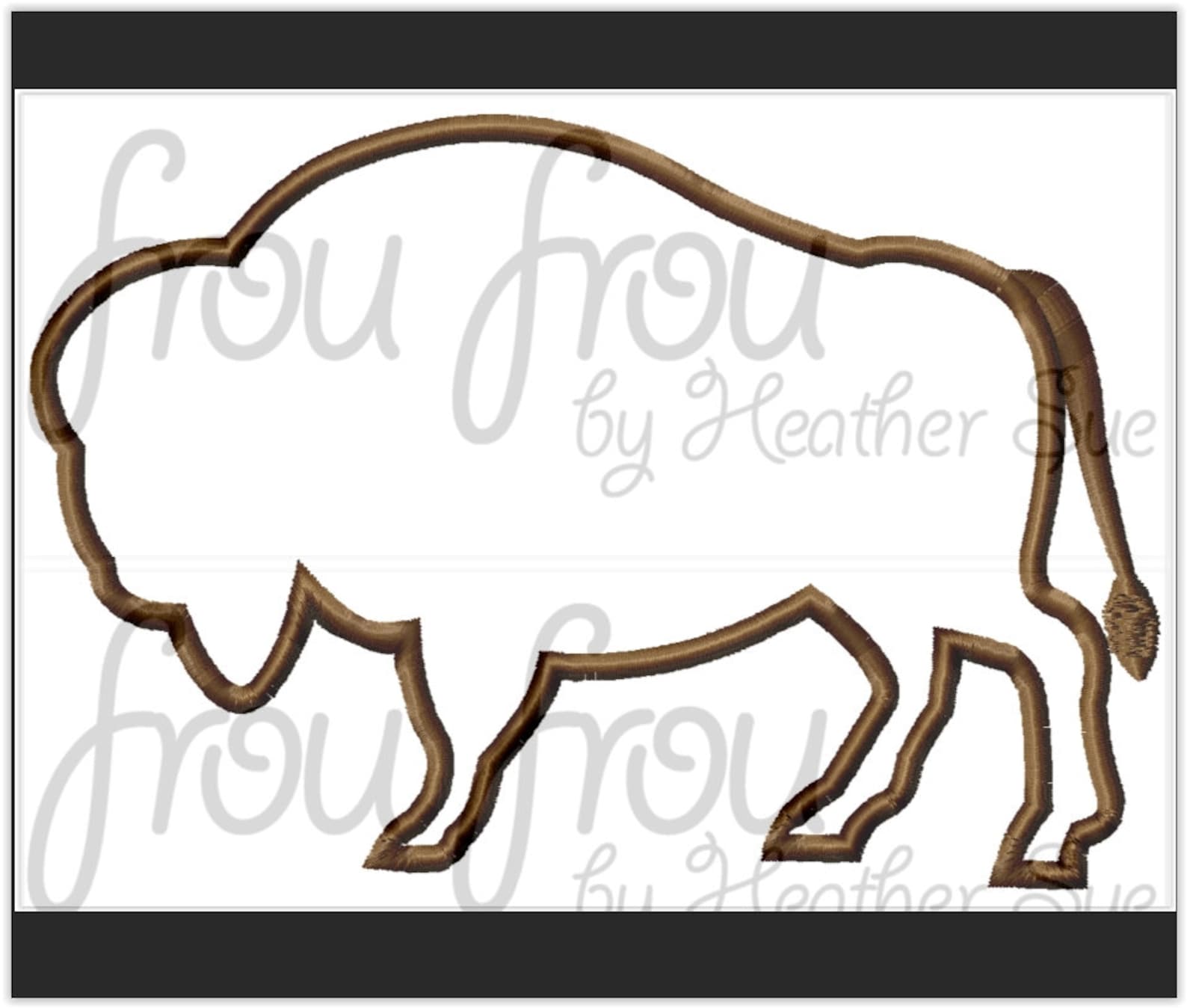 Outline Buff Pattern Buffalo Silhouette Outline Applique and Filled Machine Embroidery ...