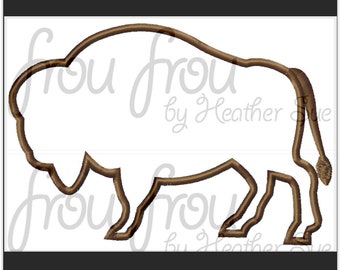 Buffalo Silhouette Outline Applique and Filled Machine Embroidery Design 1"-16"