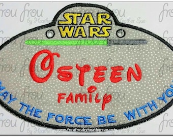 Ricamo digitale Design Macchina Applique Space Wars Passeggino Nome Tag IN THE HOOP Progetto 4"-16"