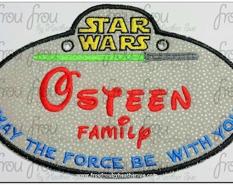 Digital Embroidery Design Machine Applique Space Wars Stroller Name Tag  IN THE HOOP Project 4"-16"