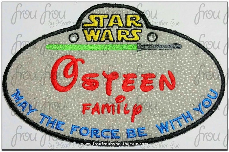 Digital Embroidery Design Machine Applique Space Wars Stroller Name Tag IN THE HOOP Project 416 image 1