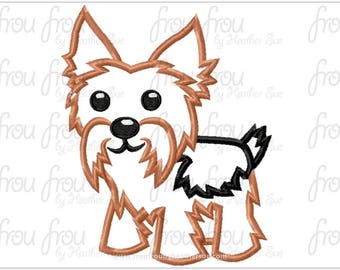 Yorkie Dog Digital Embroidery Design Machine Applique 4"-6x10"