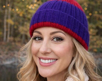 100% Cashmere Beanie – Hand-Knit Optional Silk Lining, Adult Size