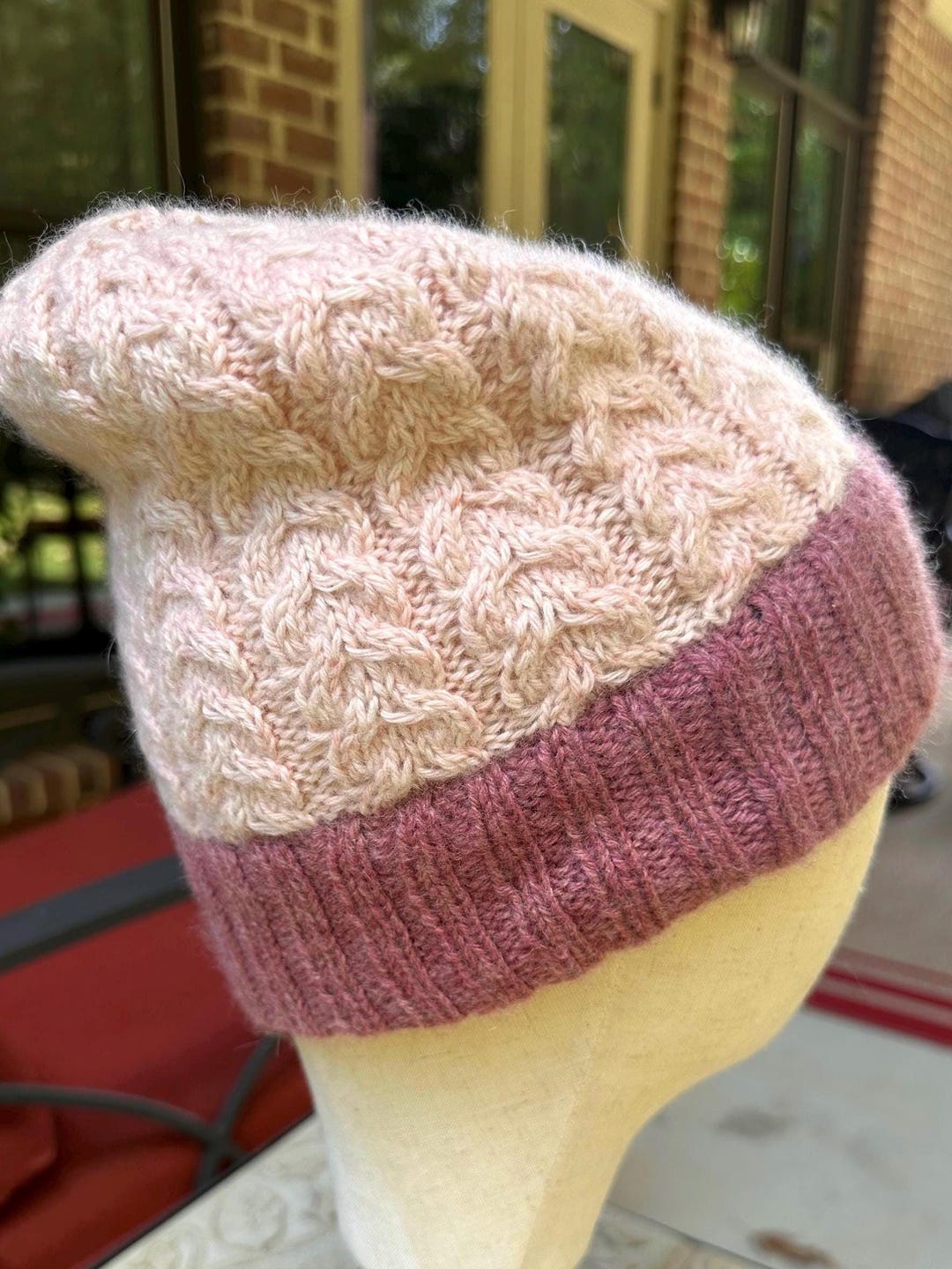 Pure Cashmere Cable Knit Beanie • Hand-knit Winter Hat 
