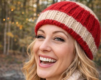 100% Cashmere Beanie – Hand Knit Silk Lined Gift for Him Her