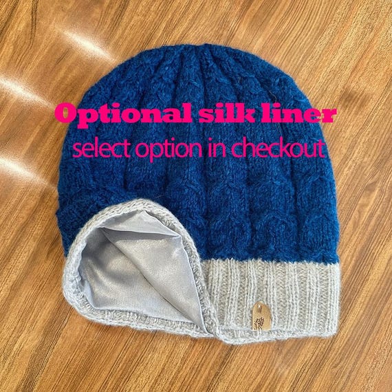 Pure Cashmere Cable Knit Beanie • Hand-knit Winter Hat  display picture 2