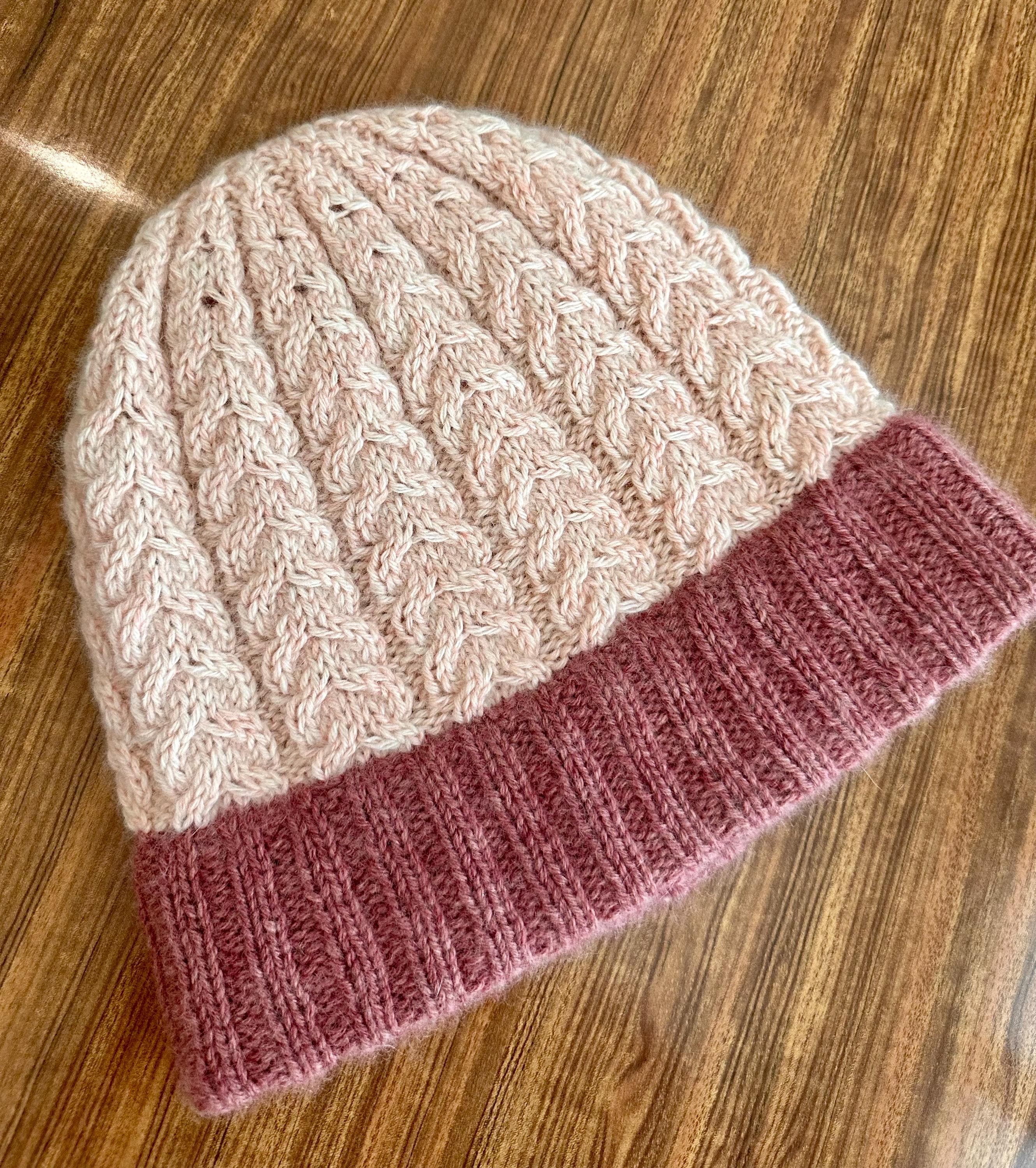 Pure Cashmere Cable Knit Beanie • Hand-knit Winter Hat 