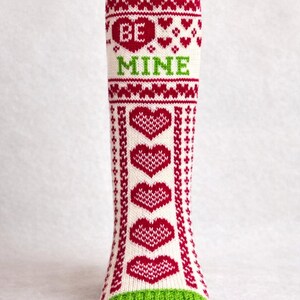 Hand Knit Wool Conversation Socks – Be Mine & I’m Yours image 3