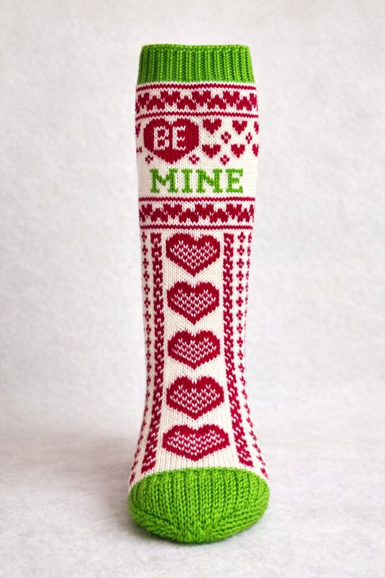 Hand Knit Wool Conversation Socks – Be Mine & I’m Yours image 3