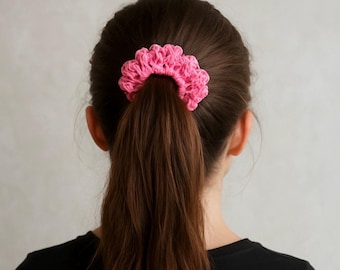 Crocheted Cotton Scrunchie, Custom Color, Handmade Hair Tie, Gift Options
