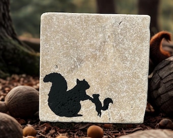 Hand-Painted Stone Coasters: Rustic Cabin Decor, Moose, Bear, Wolf, Squirrel (Set of 4)