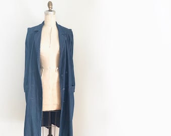 80s designer denim trench coat