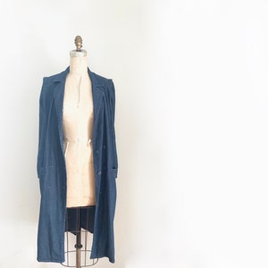 80s designer denim trench coat