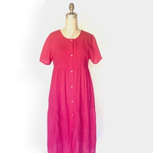 90s hot pink cotton dress image 1