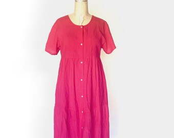 90s hot pink cotton dress