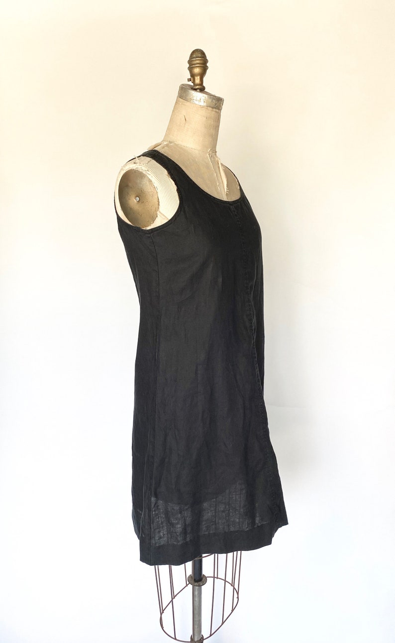 simple black linen dress image 3