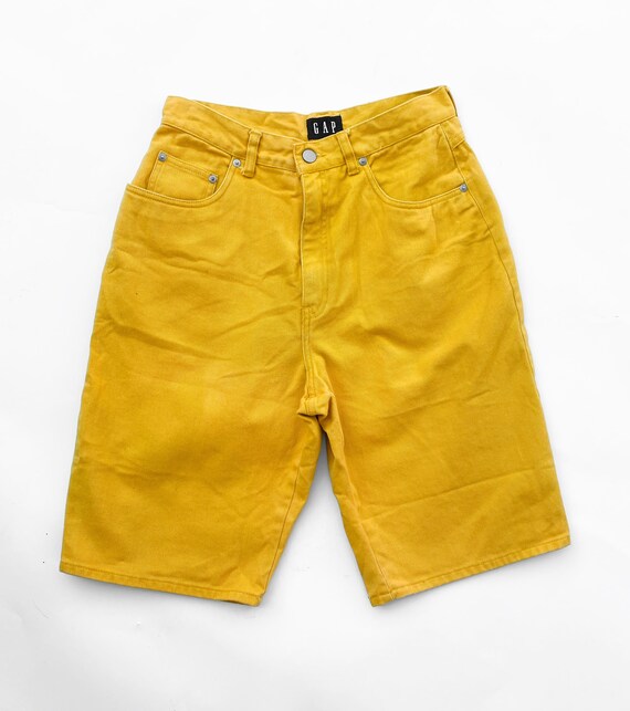 90s bright yellow high waisted Gap shorts - image 7