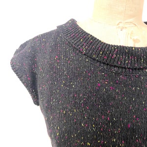80s color speckled black sleeveless sweater image 2