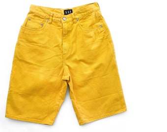 90s bright yellow high waisted Gap shorts