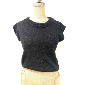 80s color speckled black sleeveless sweater image 5