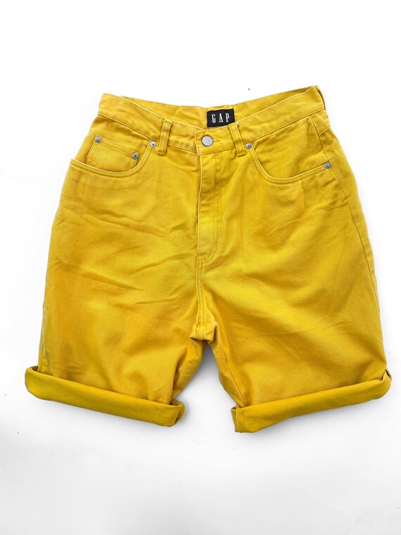 90s bright yellow high waisted Gap shorts - image 5