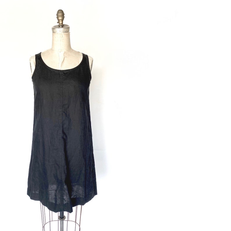 simple black linen dress image 1