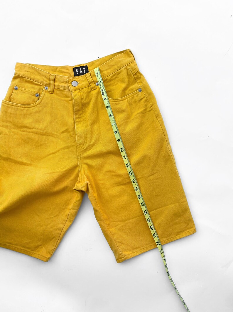 90s bright yellow high waisted Gap shorts image 4