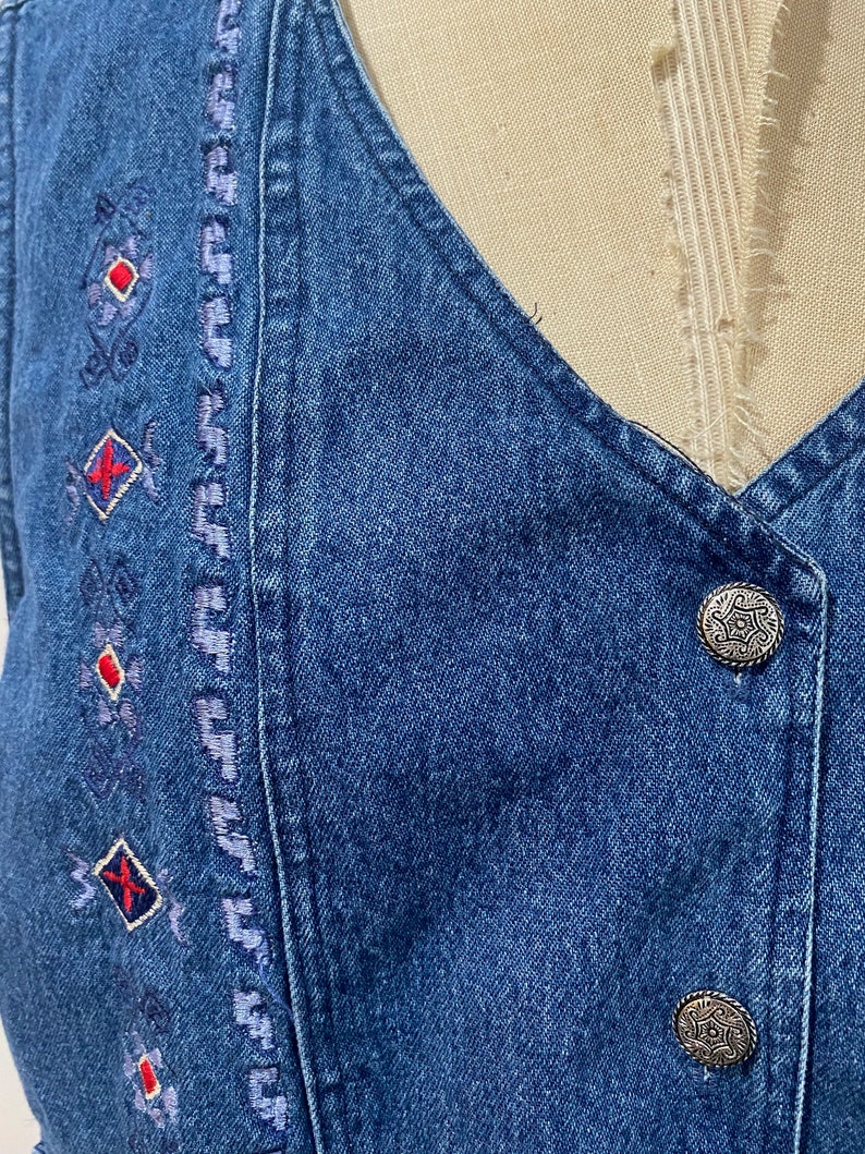 90s denim embroidered vest image 2