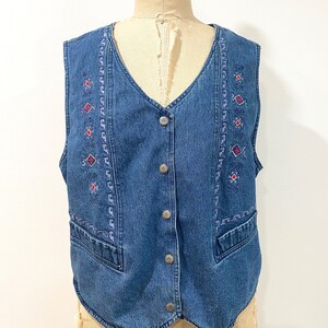 90s denim embroidered vest image 3