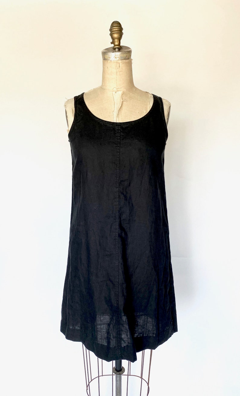 simple black linen dress image 5