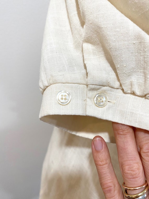 70s ivory short sleeve blouse - image 3