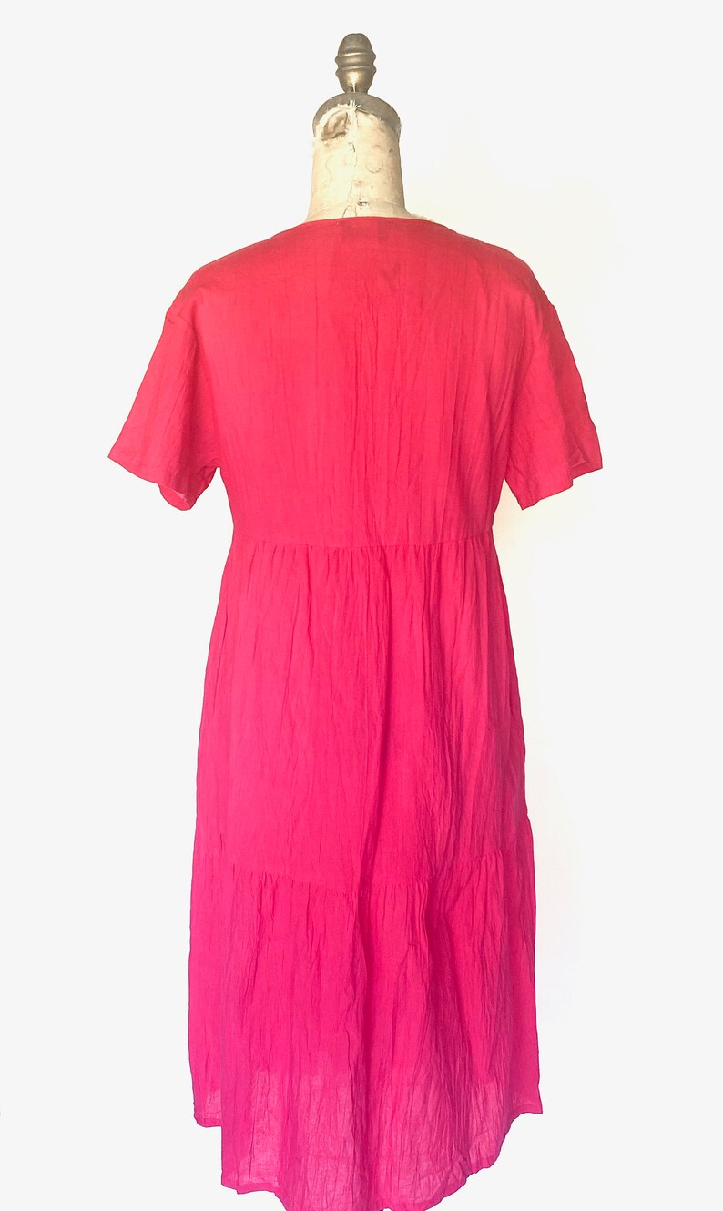 90s hot pink cotton dress image 2