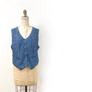 90s denim embroidered vest image 1
