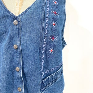 90s denim embroidered vest image 4