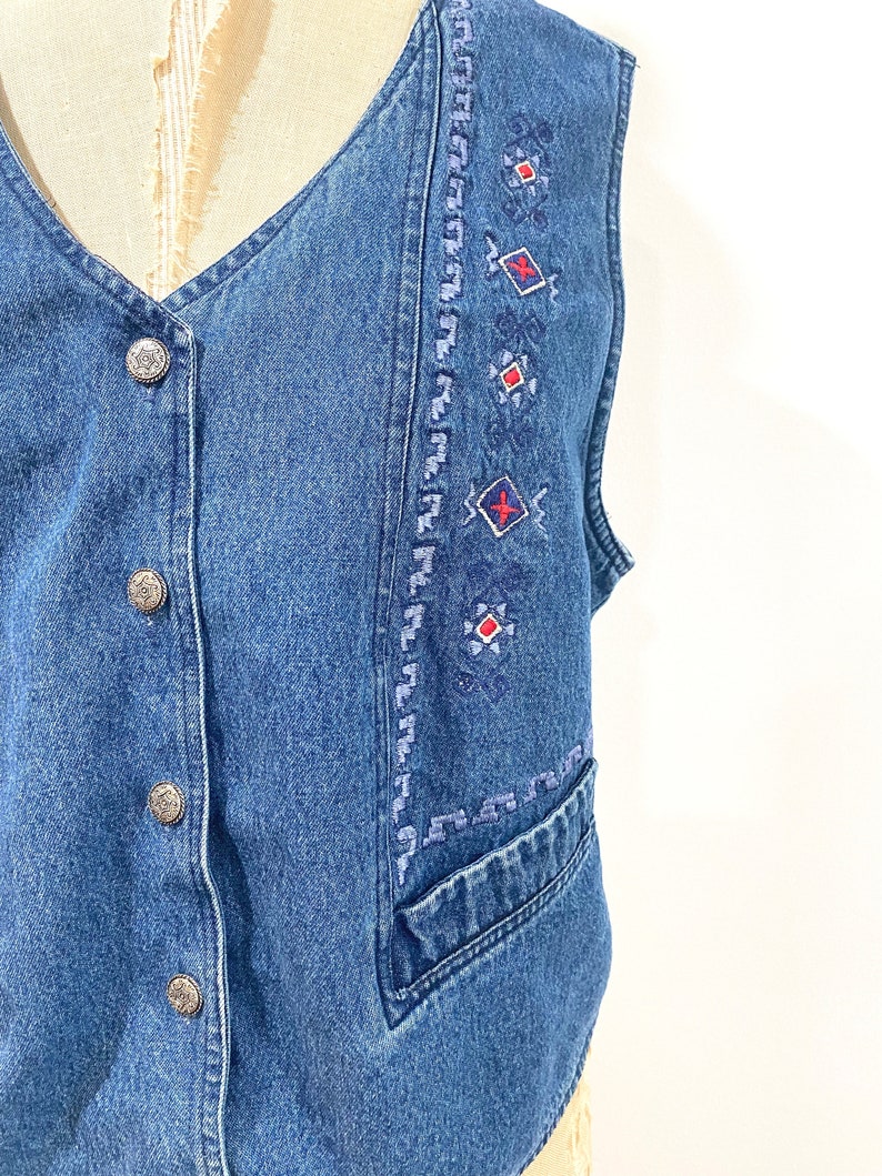 90s denim embroidered vest image 4