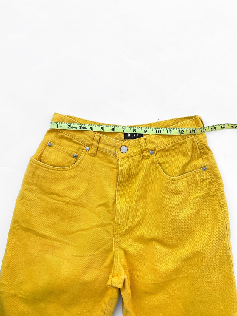 90s bright yellow high waisted Gap shorts image 2