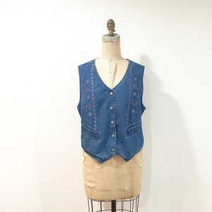 90s denim embroidered vest image 7