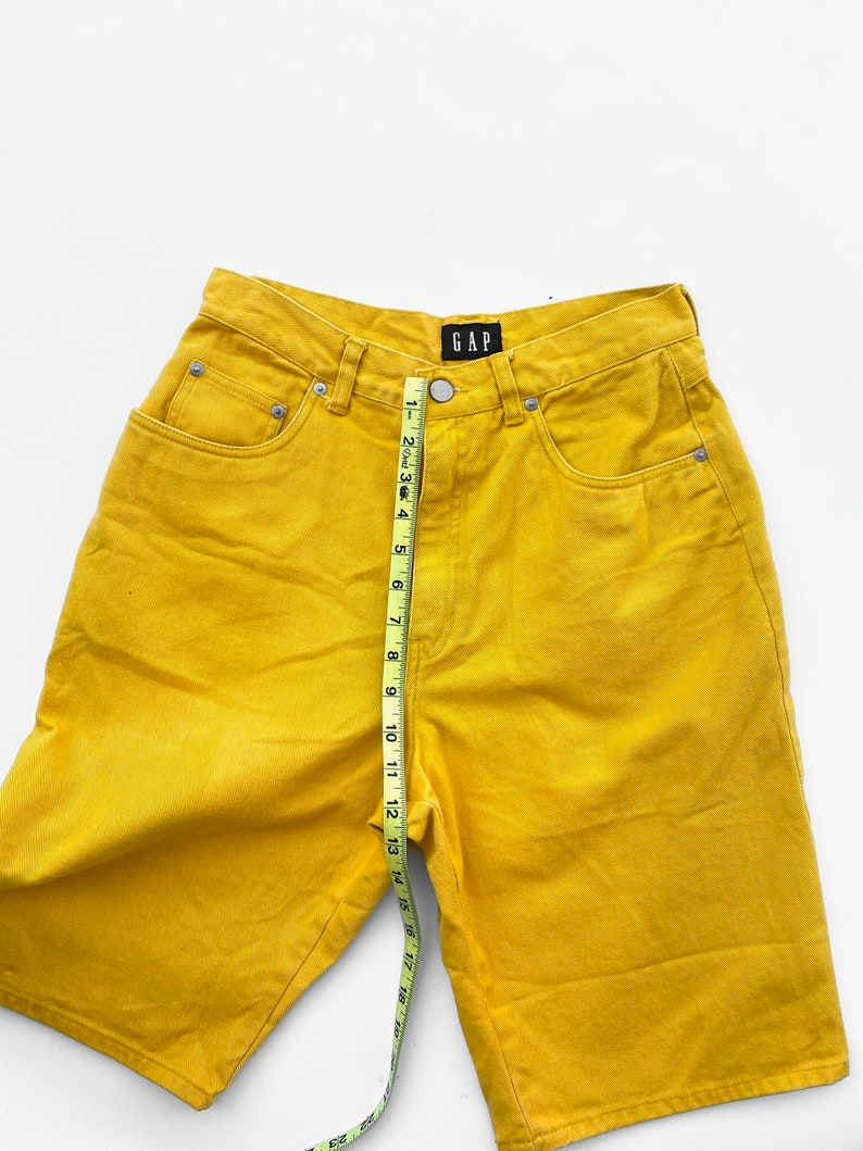 90s bright yellow high waisted Gap shorts image 3