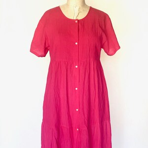 90s hot pink cotton dress image 3