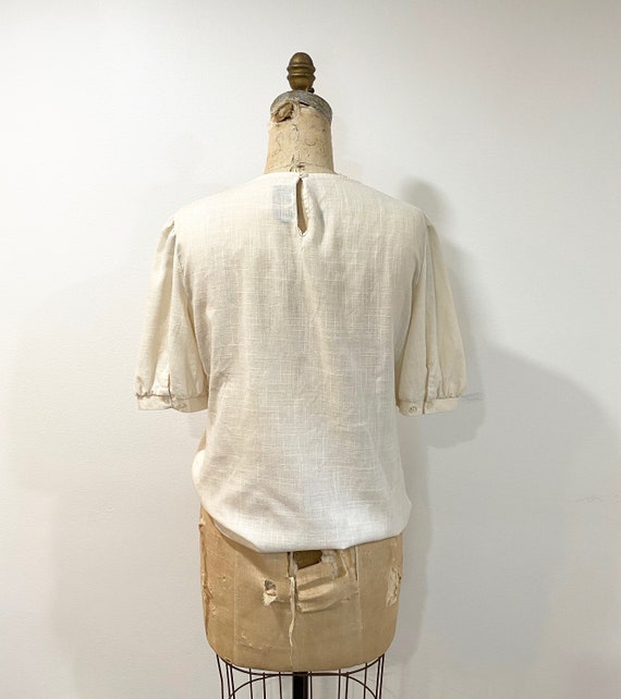 70s ivory short sleeve blouse - image 7