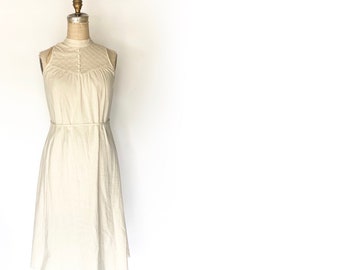 cotton ivory mid length dress