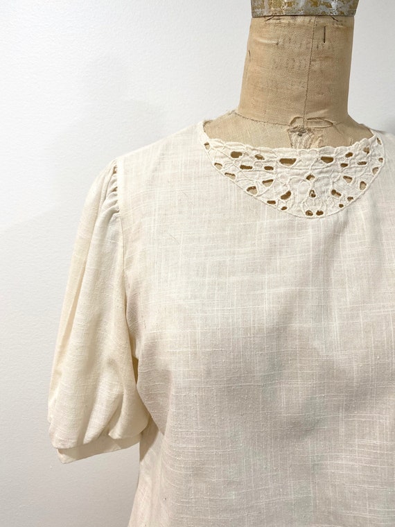 70s ivory short sleeve blouse - image 5