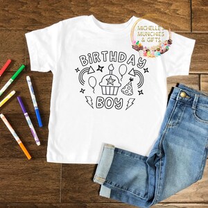 Colour in tshirt birthday boy cupcake